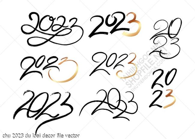 chu 2023 du loai decor file vector